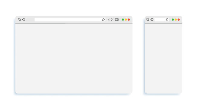 Browser webpage blank template computer and mobile size