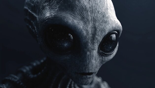 Close-Up Portrait of a Mysterious Alien Face