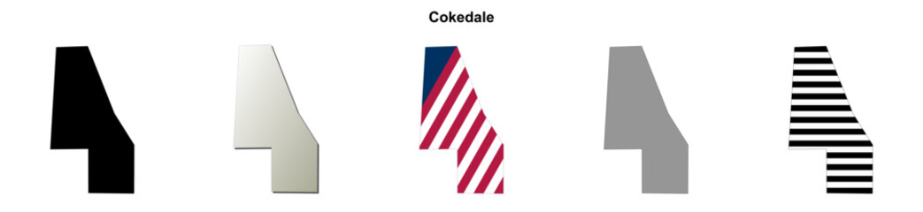 Fototapeta premium Cokedale (Colorado) blank outline map set