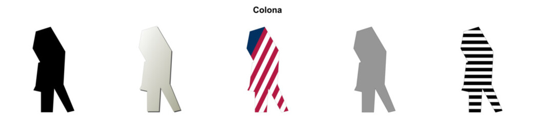Obraz premium Colona (Colorado) blank outline map set