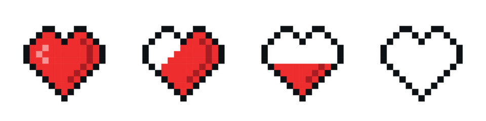 Fototapeta premium Heart pixelated health indicator illustration collection
