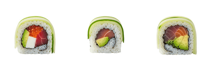 Set of Delicious Sushi Maki Rolls Traditional Japanese Food PNG Collection  © Zra