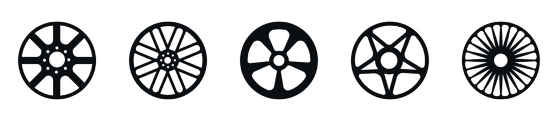 Fototapeta premium Wheel rim vector icon set