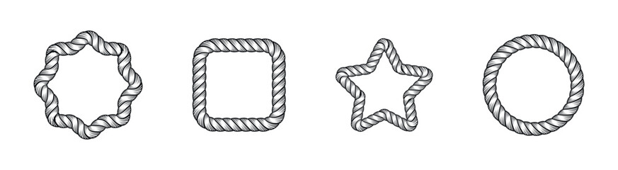 Rope frame shapes vector collection. Twisted rope borders in multiple forms © 11ua