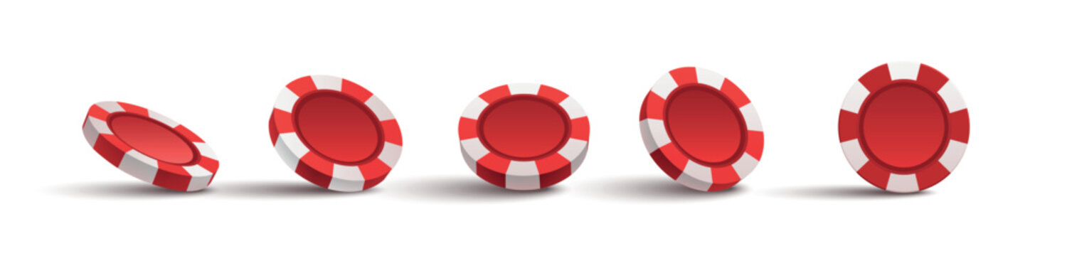 Game chips in different angles vector collection. Casino gambling tokens from various views