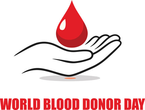 World blood donor day red drop hand