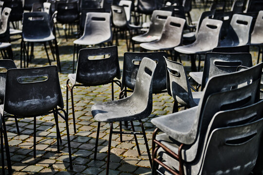 Rows of empty seats after an event 