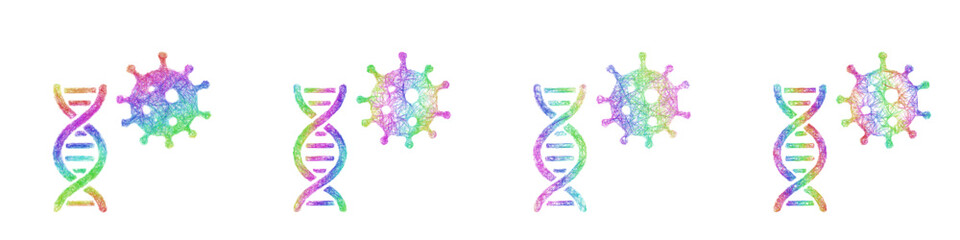 Fototapeta premium Colorful sketch disease research icon design set