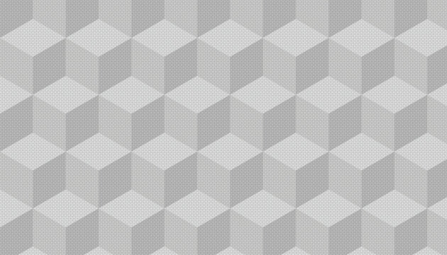 Gray isometric cubes repeating pattern on textured light gray background vector illustration.