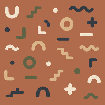 Minimalist Memphis Abstract Pattern with Earth Tone Colors
