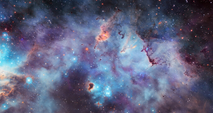 Bright galaxy with stars in space. Galaxy Andromeda sci-fi high quality space wallpaper. Nebula in space. Elements of this image furnished by NASA. Photo collage. Not AI. Photo collage