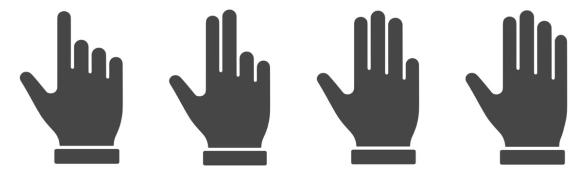 Hand gesture icon set on transparent background