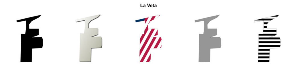 Obraz premium La Veta (Colorado) blank outline map set