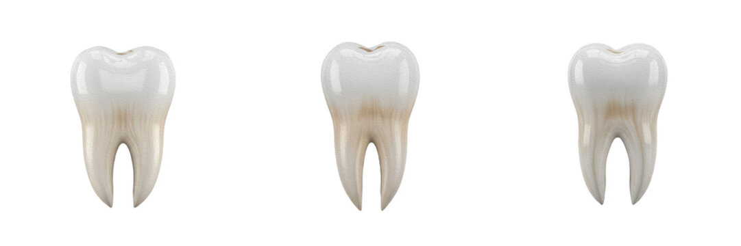 Set of White Human Molar Tooth Anatomy Models Dental Healthcare Concept PNG Oil Paint
