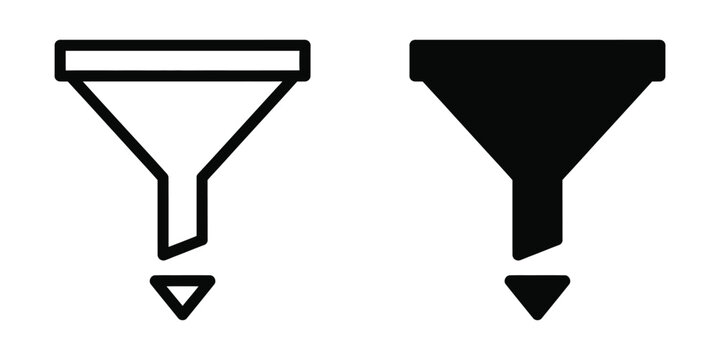 Funnel icon set for data filtering and sorting in web and mobile applications Vector