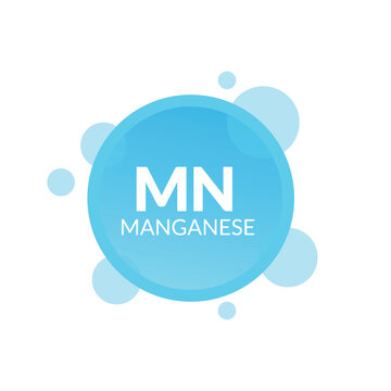 Manganese Element MN in Blue Bubble Design Illustration Chemical Symbol Art