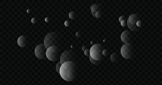 A collection of various sized gray spheres on a transparent background with a subtle checkered pattern