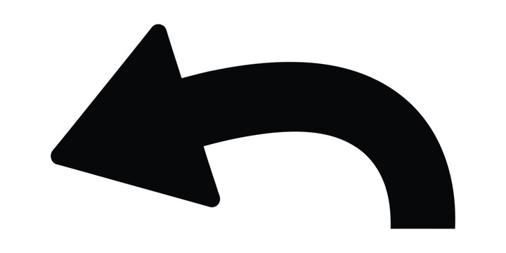 Black curved arrow pointing left as a simple web icon Vector