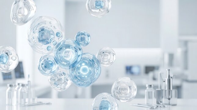 Seethrough spherical structures linger above laboratory surface as scientists perform biomaterial experiments
