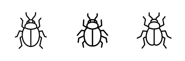 Set and collection of minimalist black line art beetle insect bug biology science educational icon symbol isolated on white transparent png background © Ready player