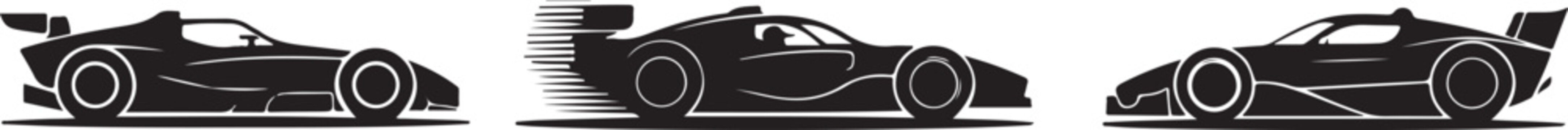 race car silhouette sequence vector graphic showing acceleration