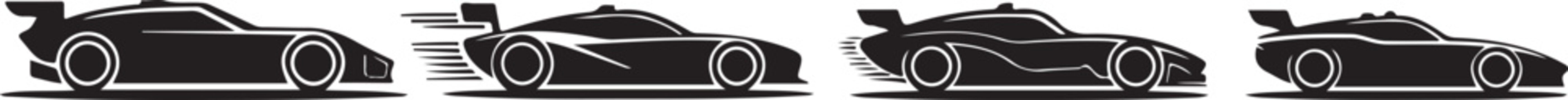 race car motion progression vector silhouette set for speed