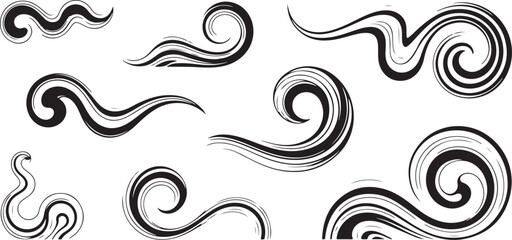 Fototapeta premium swirl monochrome line spiral shapes for backgrounds and textures packs