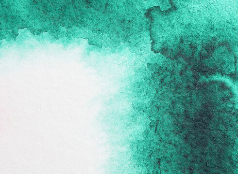 Teal Watercolor Texture with White Copy Space