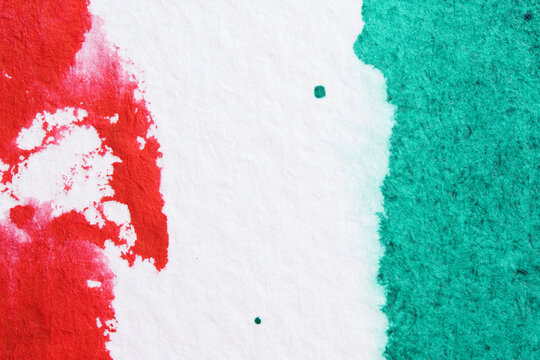 Red and Teal Watercolor Edges with Copy Space
