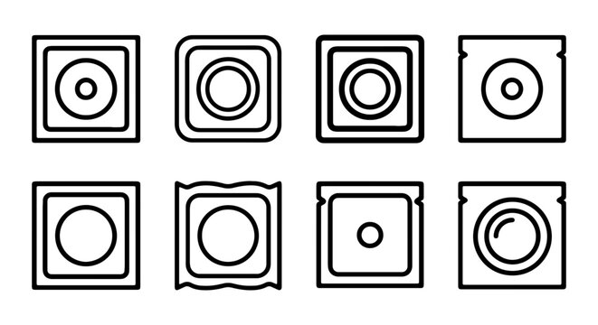 Condom Icons, Safe Sex Symbols, Health Protection Vector Graphics, Sexual Health Awareness
