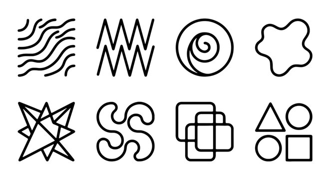 Abstract Geometric Shapes Collection, Minimalist Organic Forms, Modern Design Elements, Vector Icons Set