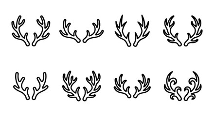 Fototapeta premium Antler Wreath Icons, Rustic Decorative Elements, Nature Inspired Vector Set