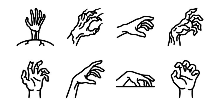 Scary Hand Icons, Zombie Hands, Horror Gestures, Spooky Graphics
