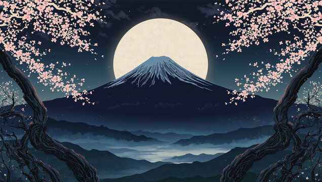 月 夜桜」の写真素材 | 23,558件の無料イラスト画像 | Adobe Stock