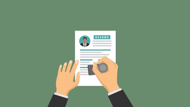 hired employee video animation accepted resume concept