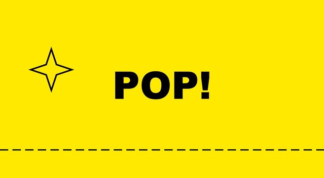 Pop text animation with dynamic shape on yellow animation background