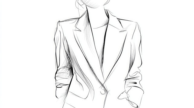 Minimalist Continuous Line Drawing Blazer Jacket Fashion Illustration Vector Art