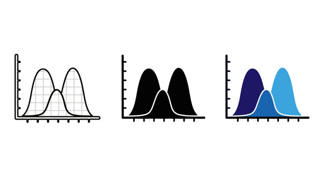 Probability distributions illustration depicting overlapping Gaussian curves for statistical analysis and data visualization