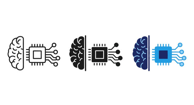 Artificial intelligence brain chip icon, abstract concept of digital transformation and neural network technology