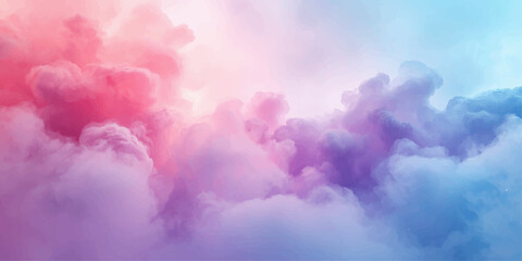 Fototapeta premium Beautiful pink and white cumulus clouds float across a bright blue summer sky as the sun shines through the fluffy atmosphere