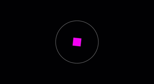 Purple square rotating inside a circular frame minimalist motion animation