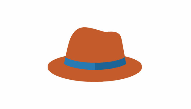 Classic brown fedora hat with blue ribbon band.