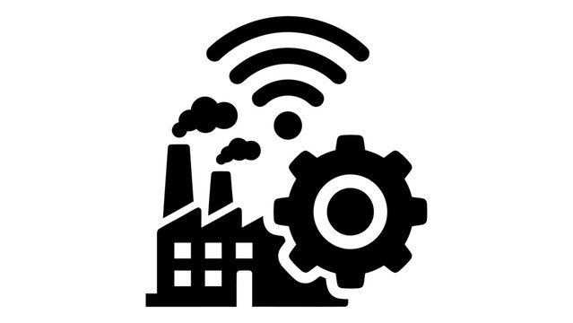 Connected factory icon for smart manufacturing, industrial iot, and industry 40 automated communication system isolated