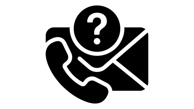 Contact us support icon with phone, email, and question mark, isolated on white background