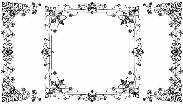 Elegant vintage floral border frame and decorative elements.