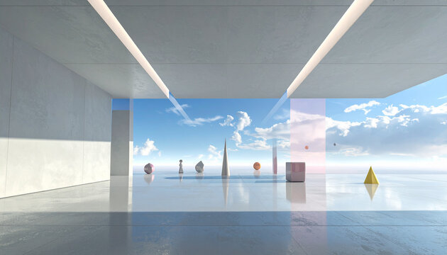 roof space of a modern building in the city