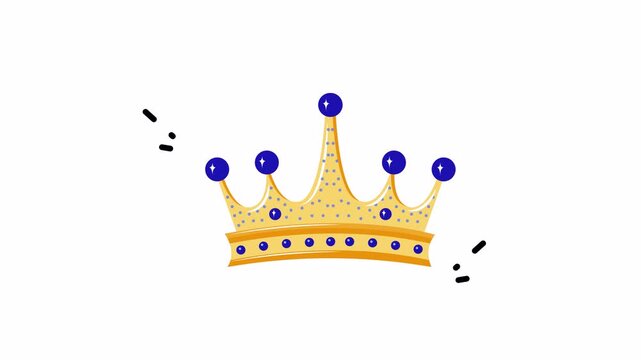 Golden royal crown emblem with blue jewels ideal for luxury branding, invitations, certificates, and regalthemed designs minimalist flat design.