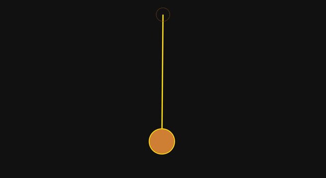 Swinging pendulum animation: minimalist physics motion on dark animation background