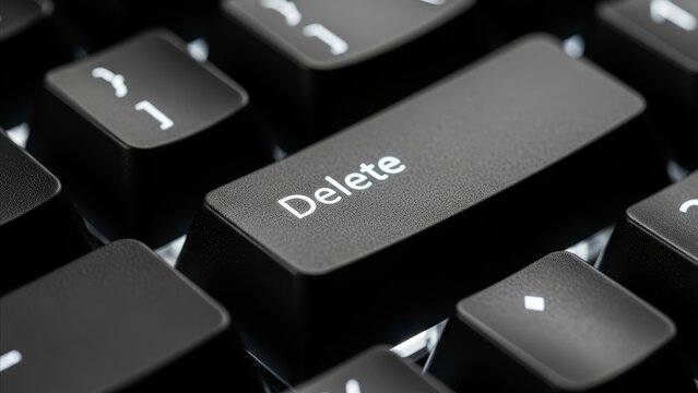 Technology - Close Up of Delete Key on Black Backlit Mechanical Keyboard Macro Photography
