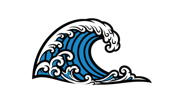 a blue and white wave crashing.